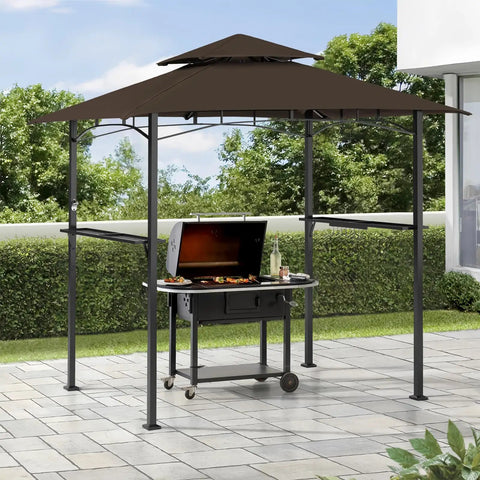 Patio Grill Gazebo Canopy With Double Tier Roof For Outdoor BBQ And Backyard Use Sturdy Powder Coated Steel Frame Shelter