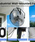 18 Inch High Velocity Oscillating Wall Mount Fan With 360 Degree Tilt And Three Speed Settings Heavy Duty Metal Industrial Fan for outdoors