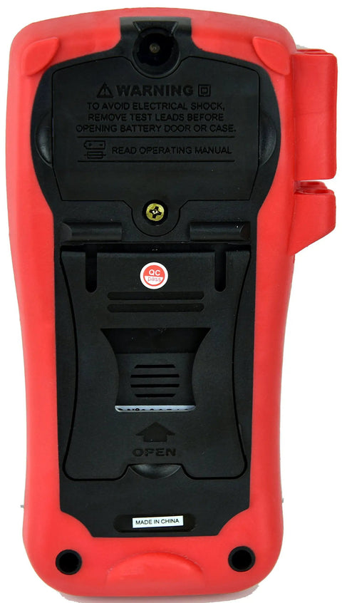 Back view of TP9605BT Auto Ranging Digital True RMS Smart Multimeter with Bluetooth and USB.