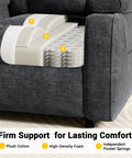 Power Recliner Chair For Adults With One Touch Synchronized Electric Recline USB Ports Cup Holder Side Pockets seat layers
