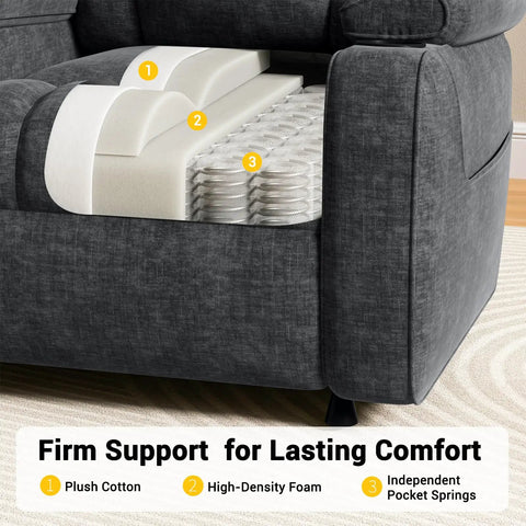 Power Recliner Chair For Adults With One Touch Synchronized Electric Recline USB Ports Cup Holder Side Pockets seat layers