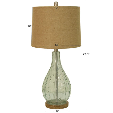 Blue Embossed Glass Table Lamp With Jute Wrapped Base And Tall Silver Finial, a casual yet polished accent for side tables