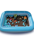 Inflatable Kids Pool With Air Pump For Toddlers, Large Sensory Sand And Water Play Pit with toys and sand, blue color