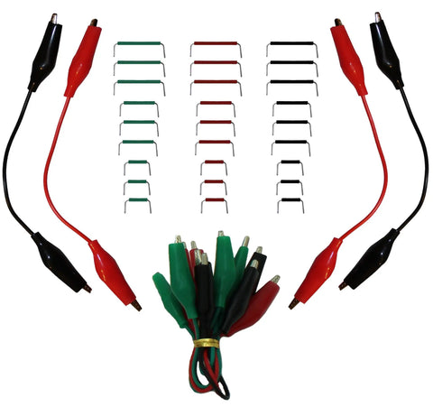 Alligator clips and jumper wires from Easy Electronics Kit Bundle With Paperback Handbook And ProTechTrader Component Pack For STEM DIY Projects