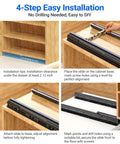 4-step installation guide for Bottom Mount Drawer Slides Go To Heavy Duty Full Extension Rails 265 Lbs Capacity for Deep Storage.