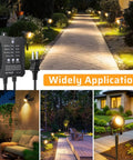Plug And Play Low Voltage Landscape Lighting Kit With 8 X 3W LED Spotlights, 24V Smart Transformer, 7.6Ft Wiring Runs, No Pro Needed, Quick Connect, Waterproof Outdoor Lights For Yard Garden Pathway And Trees, Warm White Illumination.