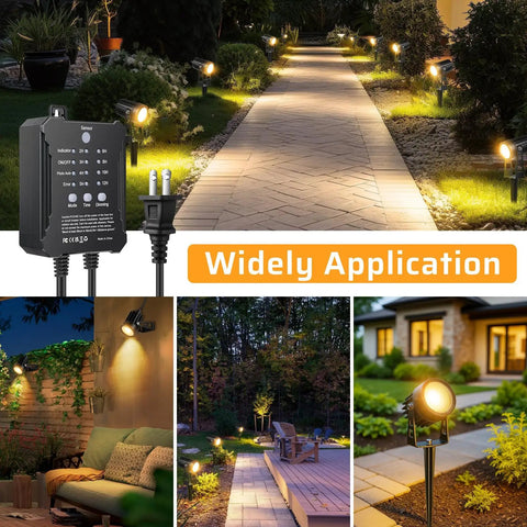 Plug And Play Low Voltage Landscape Lighting Kit With 8 X 3W LED Spotlights, 24V Smart Transformer, 7.6Ft Wiring Runs, No Pro Needed, Quick Connect, Waterproof Outdoor Lights For Yard Garden Pathway And Trees, Warm White Illumination.
