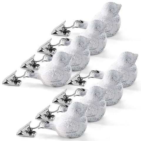 8 Pack Vintage Tablecloth Weights With Clip Hangers, Heavy Cast Iron Bird Weights For Outdoor Tables, Durable Retro Vibe