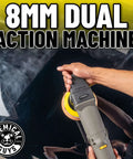 Person using TORQX Dual Action Random Orbital Polisher For Cars, Trucks And SUVs, Pro Grade Auto Buff Tool With 700W Motor.