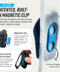 Image showing 39G Wearable Bluetooth Speaker With Magnetic Clip On Waterproof For All Weather Up To 15 Hours Of Playtime Clip On Microphone Speaker attached to fabric surface.