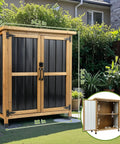 Tough As Nails Built To Last Outdoor Storage Cabinet Waterproof Weatherproof Wood And Metal Shed with lockable brown doors