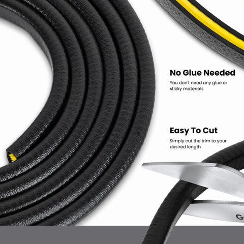 Durable Black Edge Trim For Quarter Inch Edges, Ten Feet Long, Car Door Edge Protector And Boat Trim Guard, weatherproof
