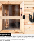 Heavy Duty U Shaped Door Barricade Bracket For 2x4 Openings installed on a wooden barn door, showing anti-theft floor mount.