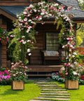Heavy Duty Metal Garden Arch Trellis With Dual Planter Boxes For Climbing Plants In The Yard, Arched Archway For Roses Grapes Vegetables