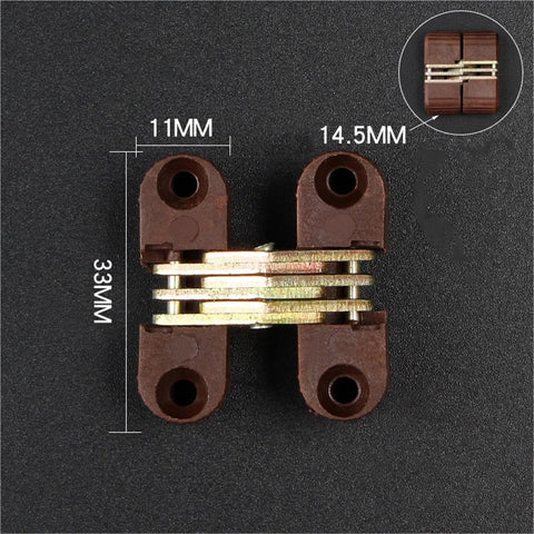 0 To 180 Degree Cross Hinge Plastic Folding Barrel Invisible Hinge 6 Pieces Brown for cabinets, boxes, small furniture projects
