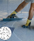 Applying 20 Lb Decorative Epoxy Floor Flake Kit For Garage And Concrete Surfaces Black White Gray Color Chips Blend