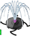 Solar Powered Fountain With 2000mAh Battery Backup, Cloudy Day Ready, Bird Bath Water Feature With 7 Nozzles And 4 Adjustable Rods