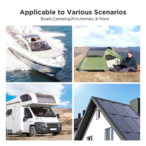 200W Flexible Solar Panel Kit Two 100W Panels All Black Stealth Edition with ETFE Monocrystalline Modules for RVs, boats, tents, and homes