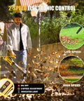Man using Cordless Leaf Blower With Two 4.0Ah Batteries And Charger, 560 CFM Airflow And 180 MPH Wind, Lightweight 20V Electric Blower