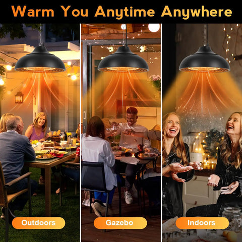 Ceiling Mounted 1500W Patio Heater For Outdoor Spaces, 3S Instant Heat, Three Power Modes, warming patio, gazebo, and indoor areas