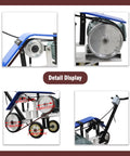 Detail display of Beefy Hand Push Sand Belt Grinder With Slick Polish Finish 4Kw Motor, showing motor and wheel dimensions.
