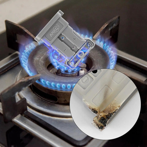 IP68 Waterproof 50 Amp Battery Quick Connect and Disconnect Kit for 6 to 8 Gauge Jumper Cables shown near stove flame