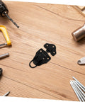 Retro Toggle Latch Set 8 Pcs Metal Duckbilled Hasp Locks for Vintage Suitcases displayed on wooden table with tools