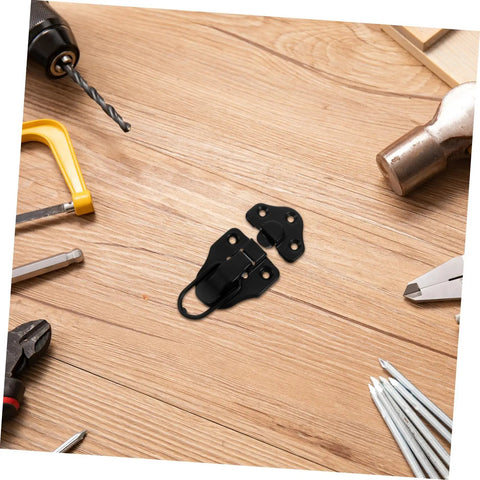 Retro Toggle Latch Set 8 Pcs Metal Duckbilled Hasp Locks for Vintage Suitcases displayed on wooden table with tools
