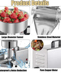 Large-diameter funnel and pure copper motor of Heavy Duty 450W Electric Tomato Strainer And Sauce Maker For Commercial Use.