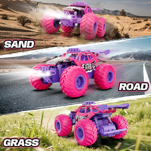 All Terrain Remote Control Monster Truck For Kids With Speed Switch And LED Headlights, 20 KMH Top Speed, durable on various surfaces