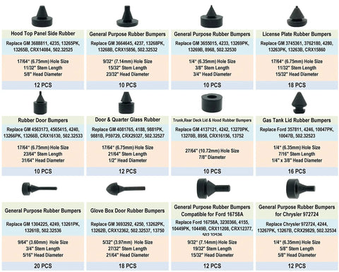 160 Piece Black Automotive Rubber Bumper Assortment Kit For GM Ford Chrysler Cars Trucks Replacement 20030 8210 display