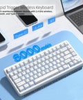 75 Percent Wireless Mechanical Keyboard With Magnetic Hall Effect Switches And A Rock Solid Aluminum Build Designed For Straight Up Lightning Fast Triggers. White compact layout with 8000mAh battery.