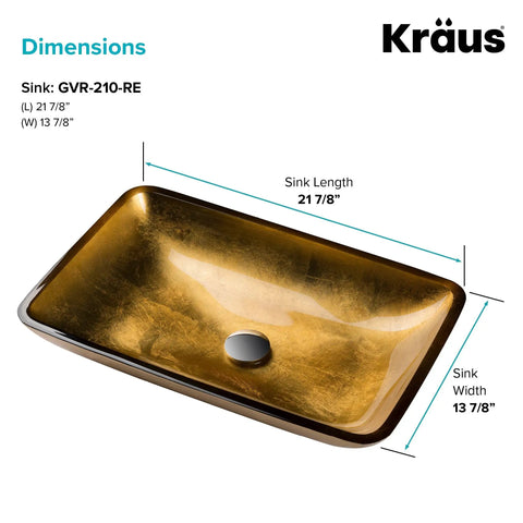 Rectangular Gold Glass Vessel Bathroom Sink 22 Inch Above Counter Slick Modern Look With Scratch Resistant Finish Easy To Clean Smooth Interior For A Boss Vanity Upgrade