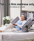 Electric Power Lifting Adjustable Bed Back Rest For Patient Back Support Helps Elderly Sit Upright On Firm Platform, featuring a woman reclining comfortably.