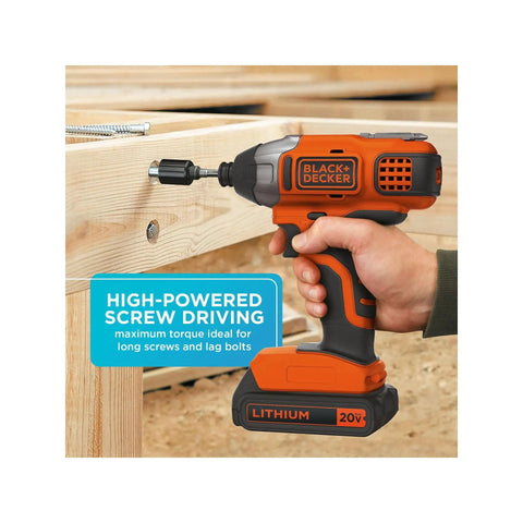 20V Max Cordless Impact Driver Kit With One Quarter Inch Quick Release Chuck Delivers Up To One Thousand Three Hundred Seventy Five Inch Pounds Torque, Three Thousand RPM, And Three Thousand Nine Hundred IPM, Plus A Soft Touch Grip For Beast Mode driving screw into wood