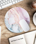 Pink Marble Round Mouse Pad With Premium Textured Surface, Washable And Non Slip Rubber Base, 7.87 By 7.87 Inches, 3 mm Thick