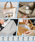 40 Sets Magnetic Snaps 14mm Silver Clasps Set For Purses And Totes, Fabric DIY Crafts, Sewing Supplies, Clothes And Leather Projects, Scrapbooking Closures, Durable Metal Button Closures shown in various applications like on bags and fabric.