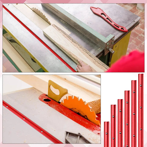 Six Piece Red Aluminum T Track Set For Woodworking With Screws Pro Grade Universal Double Cut Profile T Rail used in table saw