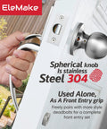 Person holding Lower Half Front Entry Handleset With Knob 304 Stainless Steel Silver Exterior Electronic Lock Keyless Front Door Handle