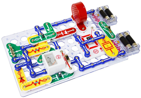 Close-up of a project made with 500 In 1 Electronics Exploration Kit From Snap Circuits Pro For Kids And Makers Tons Of Hands On Projects