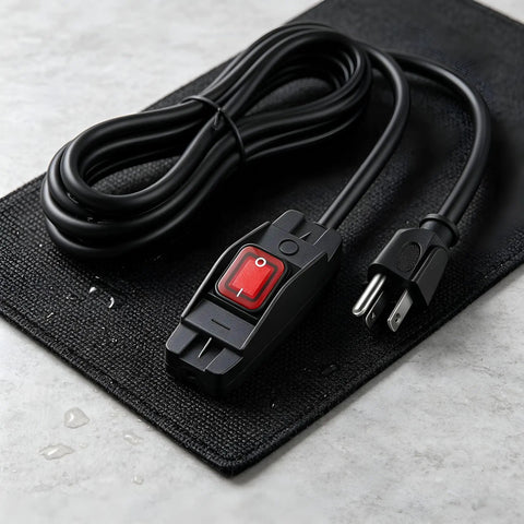 Hella Durable 3 Ft Outdoor Extension Cord With Snappy Inline Switch And Bright Led Indicator 3 Prong Grounded 14 3 Sjt Cable on a black mat.
