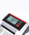 Two In One Counterfeit Money Detector And Bill Counter With UV MG IR RGB 2D Size Detection showing digital display in use