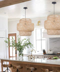 Bamboo Pendant Light Fixture For Kitchen Island With Handmade Weave Lampshade Natural Chandelier Hanging Ceiling Lighting