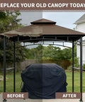 5x8 Ft Grill Gazebo Replacement Cover All Weather Waterproof Brown Canopy Top Fits L GG001PST F L GG001PST H L GG001PST F2 Models