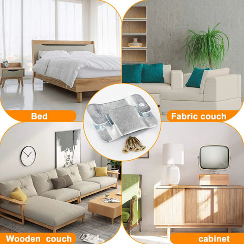 Heavy Duty Sectional Sofa Connector Brackets Keep Your Couch Locked Down Tight, Universal Alignment Bands With Screws To Stop Slippery Moves Cold, Solid Four Piece Furniture Fastener Kit For Modern Homes