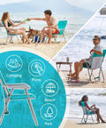 Grab And Go Lightweight Folding Beach Chair For Adults With Shoulder Straps And High Back For All Day Comfort Cyan on beach