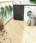 Laundry room with stylish flooring, showcasing Black Marble Peel And Stick Floor Tiles 12x12 Inch Self-Adhesive Vinyl Flooring 32 Pack Waterproof Removable Tiles For Bathroom Kitchen Bedroom Living Room Covers 31 Sq Ft.