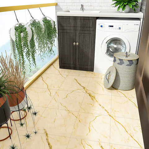 Laundry room with stylish flooring, showcasing Black Marble Peel And Stick Floor Tiles 12x12 Inch Self-Adhesive Vinyl Flooring 32 Pack Waterproof Removable Tiles For Bathroom Kitchen Bedroom Living Room Covers 31 Sq Ft.