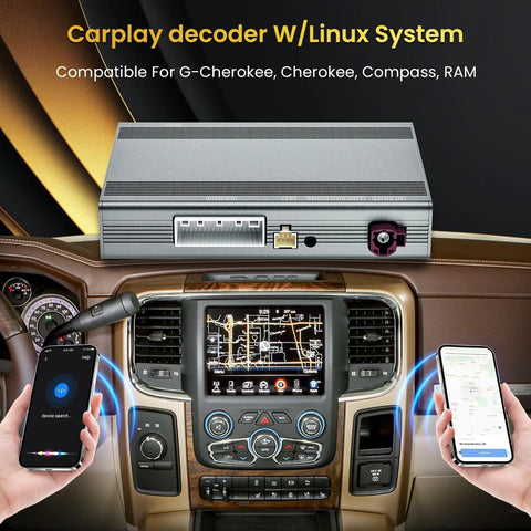 Jeep Cherokee Compass RAM CarPlay Decoder Retrofit Kit Wireless CarPlay And Android Auto Upgrade For Original Radio installed