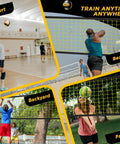 Volleyball Training Net For Pro Level Practice 12 Foot Wide Portable Net With Adjustable Height used in various locations